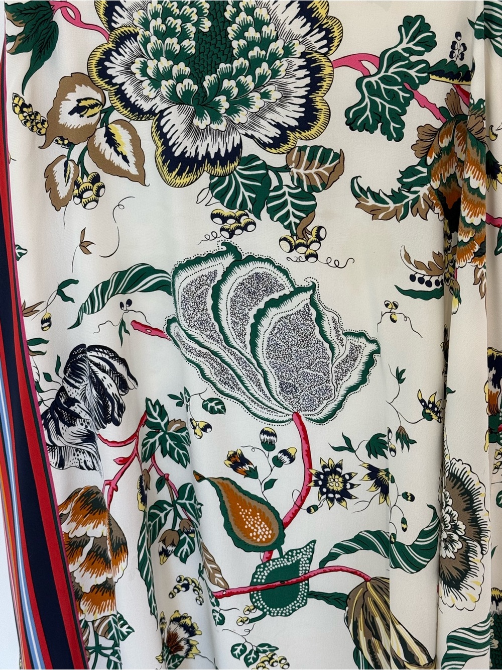 Tory Burch Floral Print Midi Skirt in Cream with Green & Orange Accents - Picture 6 of 6